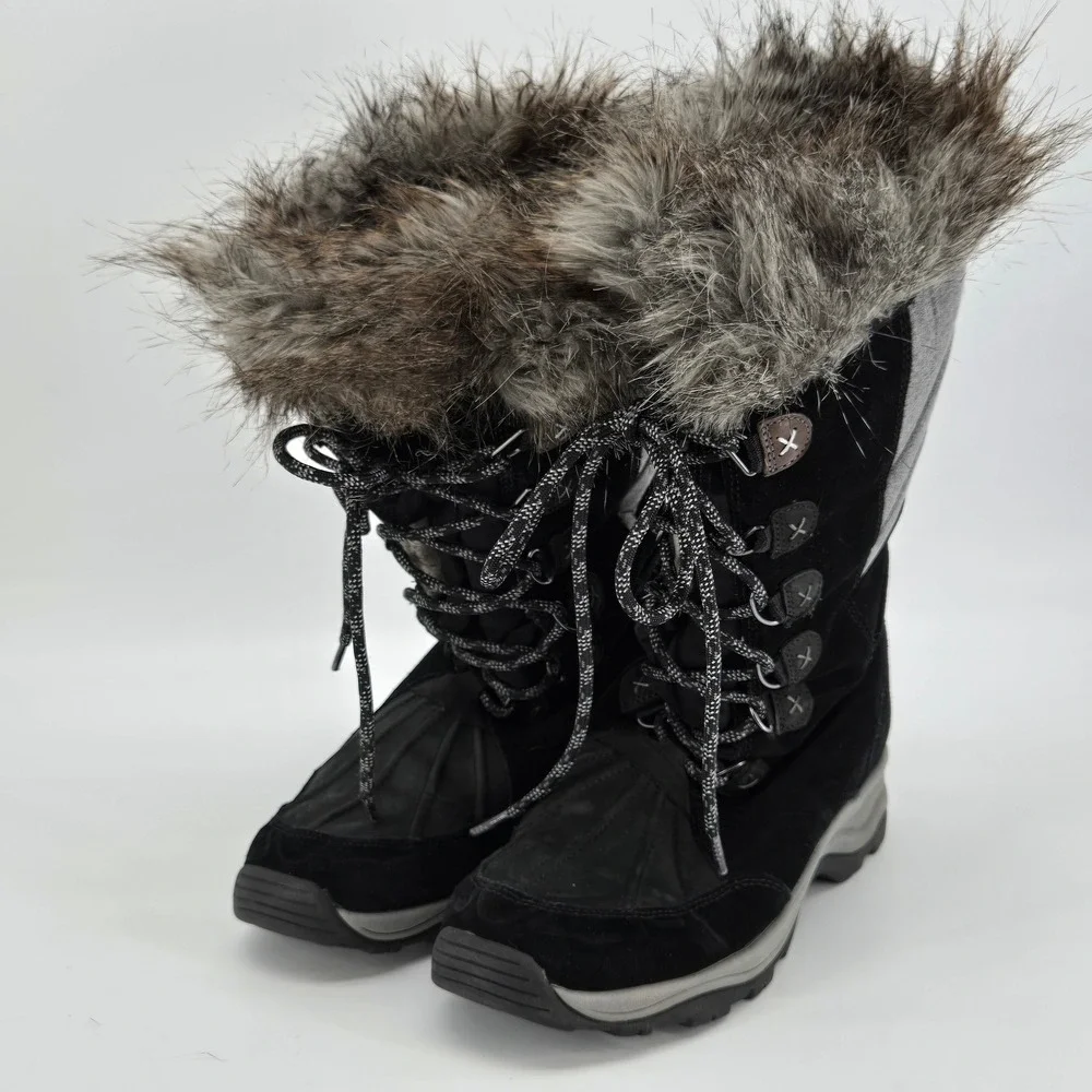 Clarks Women's Winter Waterproof Snow‎ Boots Thinsulate Faux Fur Lined Black 11